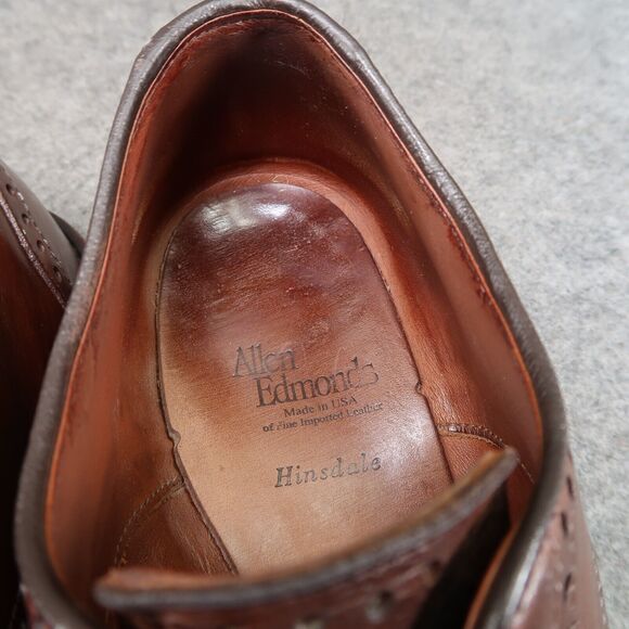 Allen Edmonds Shoes Mens 9 Oxford Cap Toe Brogue Wingtip Classic Hinsdale Brown main image 12